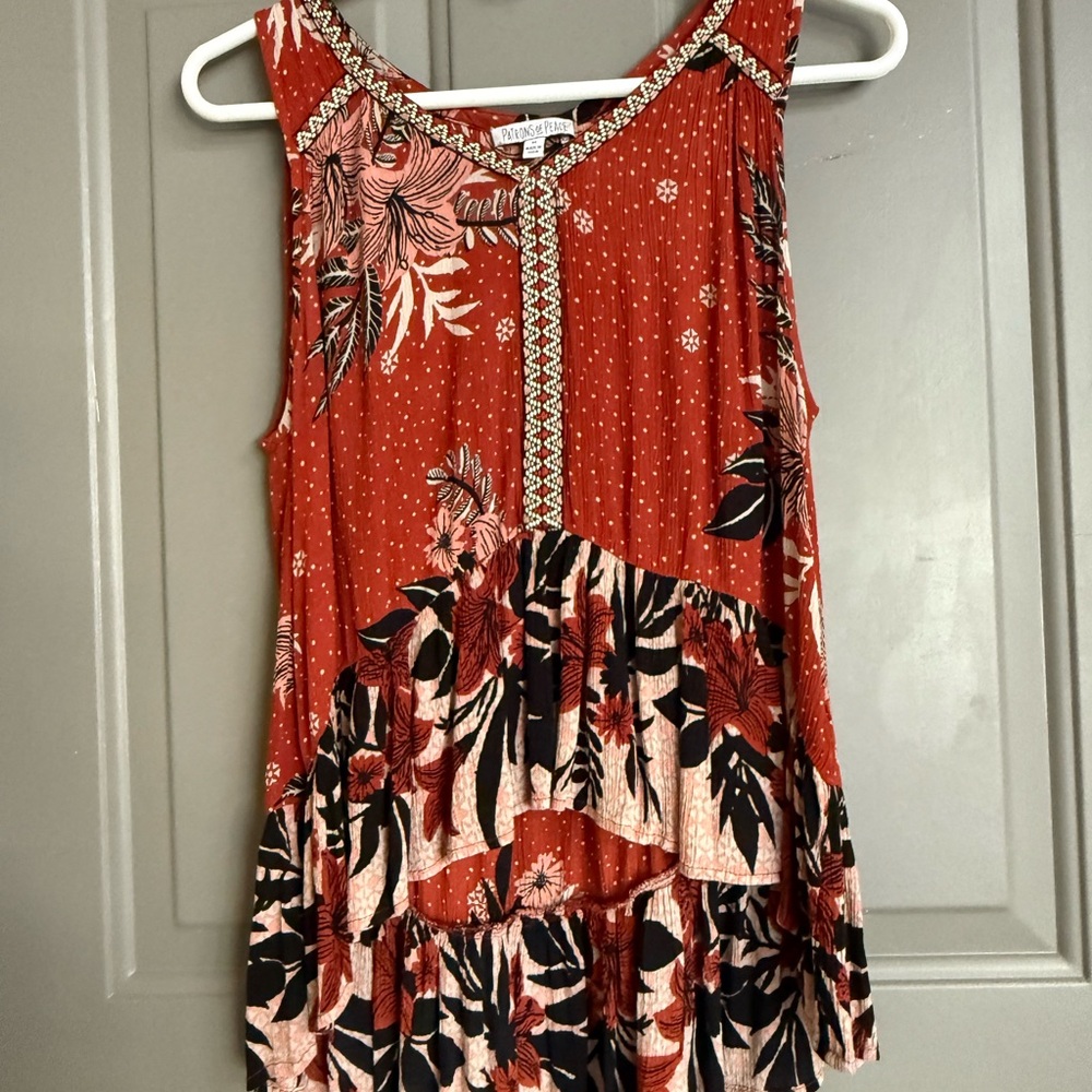Patrons of Peace Red Floral Sleeveless Blouse